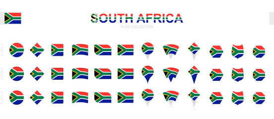 Large collection of South Africa flags of various shapes and effects.