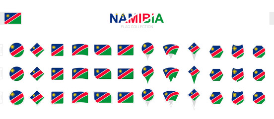 Large collection of Namibia flags of various shapes and effects.