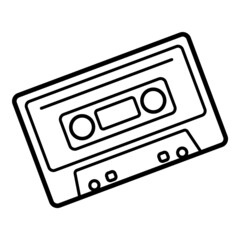 Compact Cassette Flat Icon Isolated On White Background