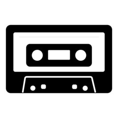Compact Cassette Flat Icon Isolated On White Background
