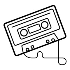 Compact Cassette Flat Icon Isolated On White Background