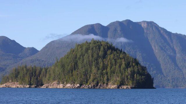 British Columbia Beautiful Inlet Nature Landscape Near Bute Inlet, Strathcona and Campbell River. Whale Watching, Bear Watching and Salmon Fishing Tourist Travel Destination. British Columbia, Canada
