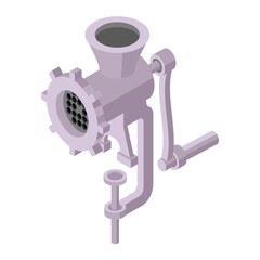 Meat grinder - hand drawn isometric vector illustration. Flat color design.