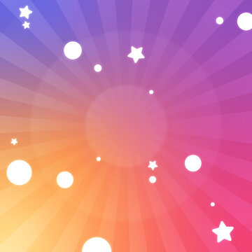 A gradient background with spheres and stars around it, in a square post format