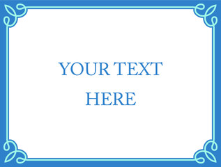 Blue border frame board. Vector background. Simple rectangular billboard, plaque, signboard or label 
