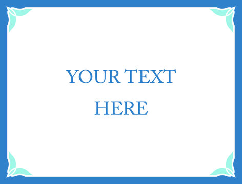 Blue border frame board. Vector background. Simple rectangular billboard, plaque, signboard or label 
