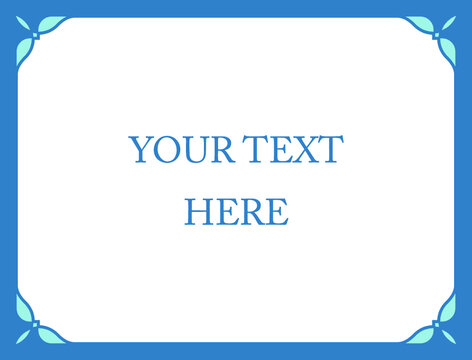 Blue border frame board. Vector background. Simple rectangular billboard, plaque, signboard or label 
