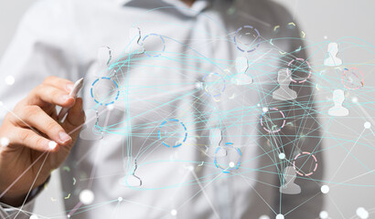 Abstract network of physical devices on the Internet using a network connection with statistics...