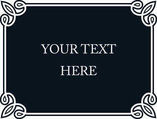 Black border frame board. Vector simple rectangular billboard, plaque, signboard or label 