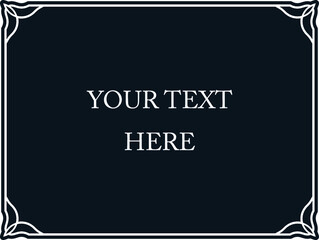 Black border frame board. Vector simple rectangular billboard, plaque, signboard or label 