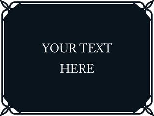 Black border frame board. Vector simple rectangular billboard, plaque, signboard or label 