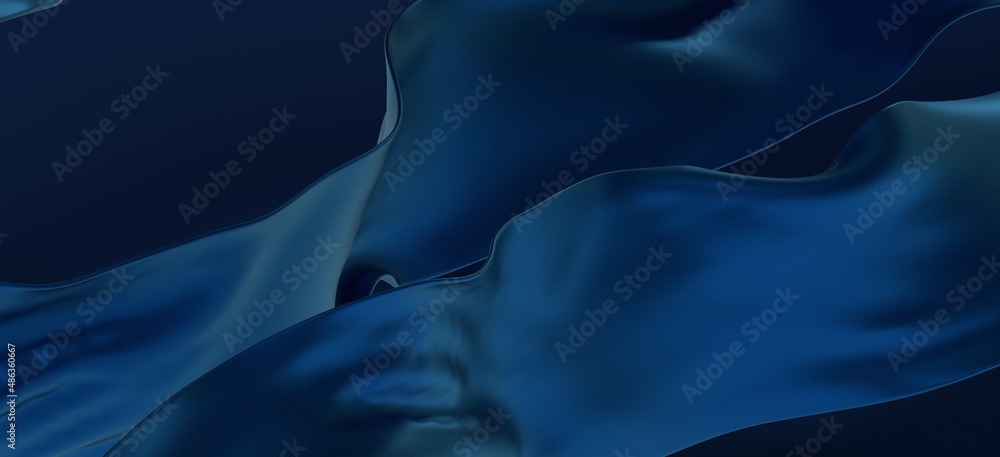 Poster abstract blue waves background.3d rendering.