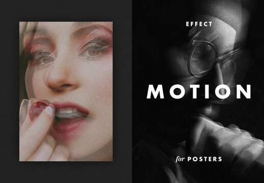Motion Lens Blur Poster Photo Effect Mockup
