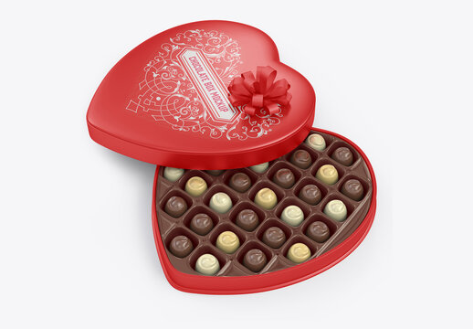 Heart Box Chocolates Mockup