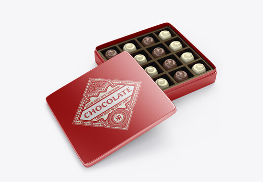 Tin Box of Chocolates Mockup