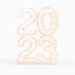 year 2023. 3D illustration numbers isolated white background