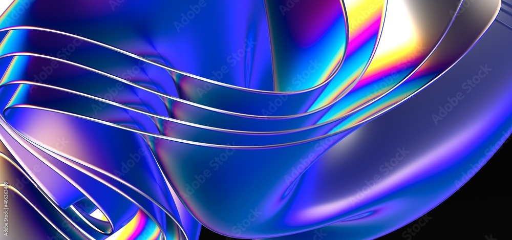 Poster fluid design twisted shapes holographic 3d abstract background iridescent wallpaper