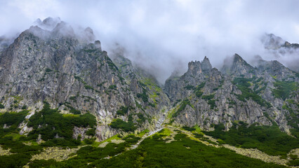 Mountains in the foggy morning
