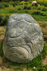 Monument with Maori symbols, commemorating a battle between Maori and English in the 19th century....