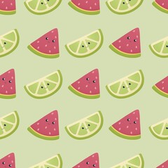 cute summer pattern for kids - watermelon and lime slices