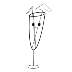 cute childish summer coloring page - smoothie glass