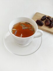 herbal tea with dried lemongrass and dried dates
