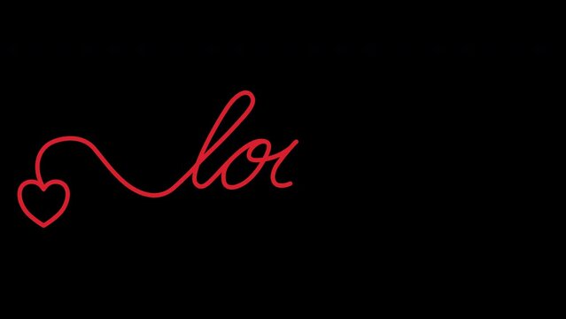 Love Lettering  Text Animation Wirkung. 4K transparente Videoanimation Text mit Alpha-Kanal