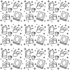 Ramadan doodle seamless pattern vector design	