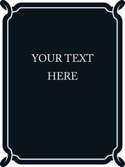 Black and white border frame board. Vector background. Simple rectangular billboard, plaque, signboard or label 
