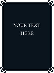 Black and white border frame board. Vector background. Simple rectangular billboard, plaque, signboard or label 
