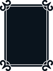 Black and white border frame board. Vector background. Simple rectangular billboard, plaque, signboard or label 
