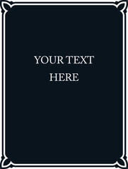 Black and white border frame board. Vector background. Simple rectangular billboard, plaque, signboard or label 
