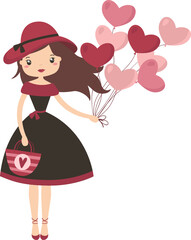 French woman holding balloons