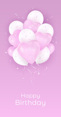 Happy birthday pink background. Template for greeting cards. Vector illustration.