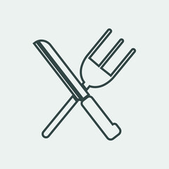 Obraz premium Knife and folk vector icon illustration sign