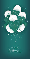 Greeting card. Vector illustration with festive balloons 3D.