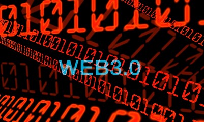 Binary codes on screen and WEB3.0 word, New Decentralized Internet, Smart Contract and Digital...