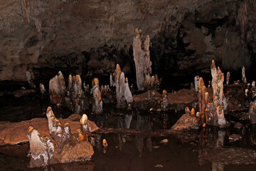 Unique stalagmites of Tabon Caves in Palawan, Philippines