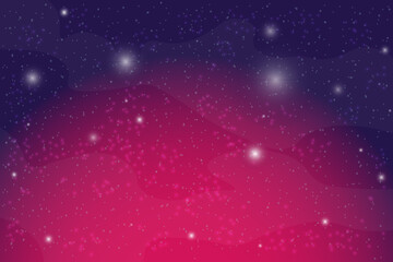 Abstract space galaxy background. Horizontal panorama. Template banner with pink and blue space galaxies and stars. Vector illustration.