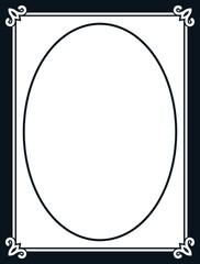 Retro oval photo frame. Vector vintage portrait border 
