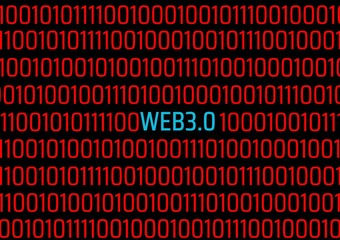 Binary codes on screen and WEB3.0 word, New Decentralized Internet, Smart Contract and Digital Ownership