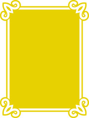 Yellow border frame book page. Vector background. Simple rectangular billboard, plaque, signboard or label 