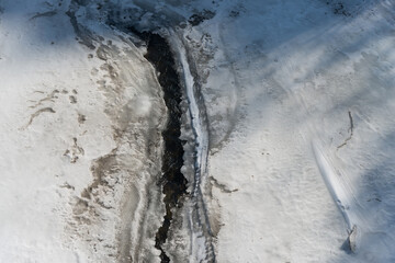 Fototapeta premium view of the river from above in winter