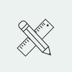 Pencil and ruler vector icon illustration sign