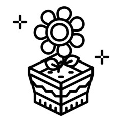 Flower Plant In Pot Flat Icon Isolated On White Background