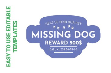 Missing dog, help to find pet sticker concept