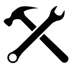 Hammer and Wrench vector icon. Tools icon, repair icon, logo symbol. Vector illustration isolated on a white background EPS 10