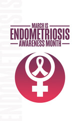 March is Endometriosis Awareness Month. Holiday concept. Template for background, banner, card, poster with text inscription. Vector EPS10 illustration.