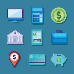 nine banking finance icons