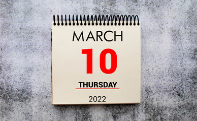 Obraz premium March 10 Calendar. Part of a set, concept